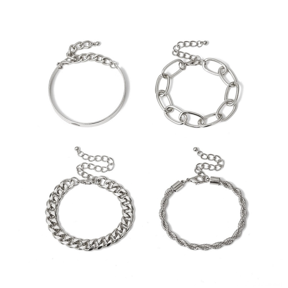 2/$20! Set of 4 Silver Chain/Cuff Bracelets - Picture 4 of 6